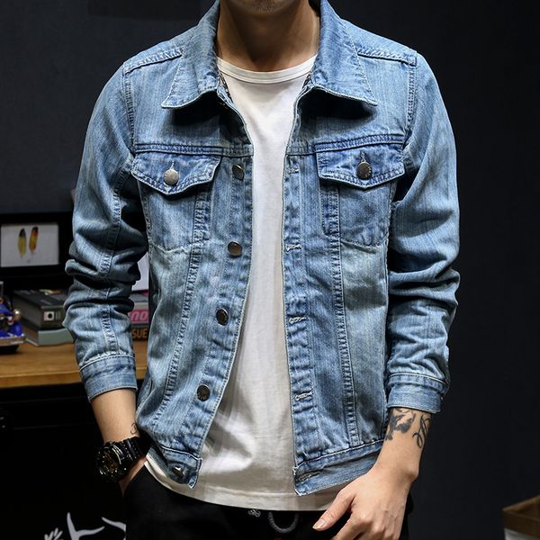 

men's jackets straight-cut man's jean jacket, casual blue jacket torn from cowboy for spring and fall. sb4q, Black;brown