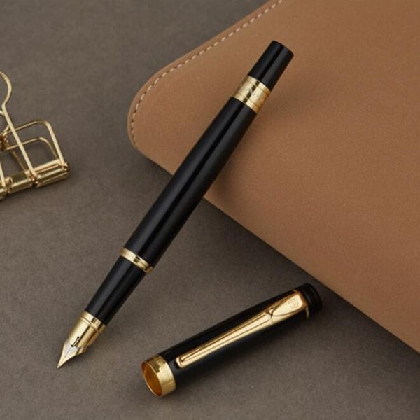 

authentic hero classic black metal fountain ink pen 0.5mm with iraurita nib pens
