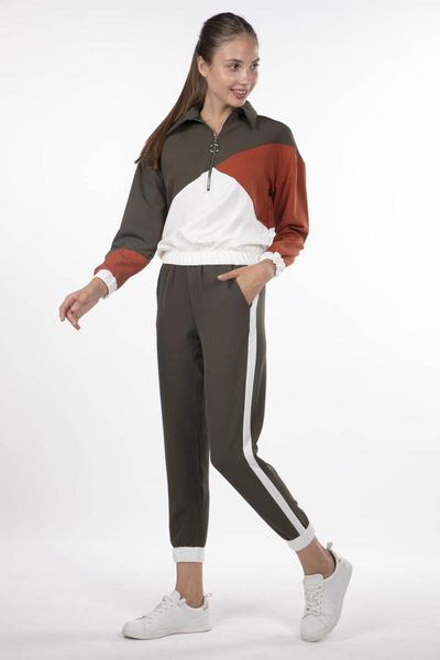 

womens elastic geometric piece tracksuit set women's two pants, White