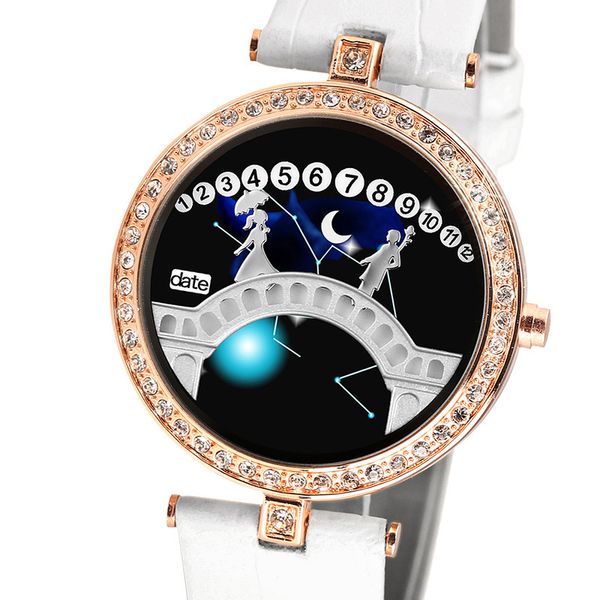 

designer watch brand table luxury es korean personalized constellation belt lover bridge led electronic sky star rhinestone fashion women&#0, Slivery;brown