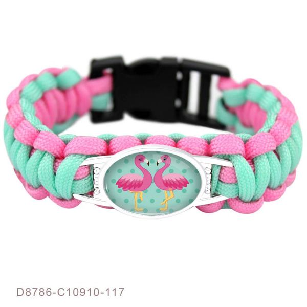 

charm bracelets dainty flamingo design military parachute 550 cord wristband friends girls gift survival paracord for women, Golden;silver