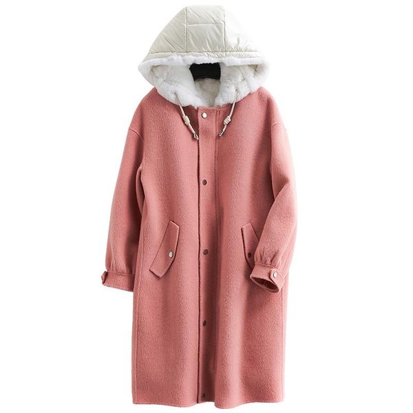 

women's fur & faux real alpaca mixed wool coat rex liner female jacket thicken warm coats and jackets women ropa para mujer zjt720, Black