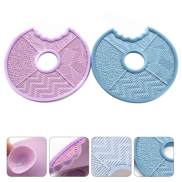 

eyelash curler 2pcs silicone brush cleaning mat makeup (blue, purple)