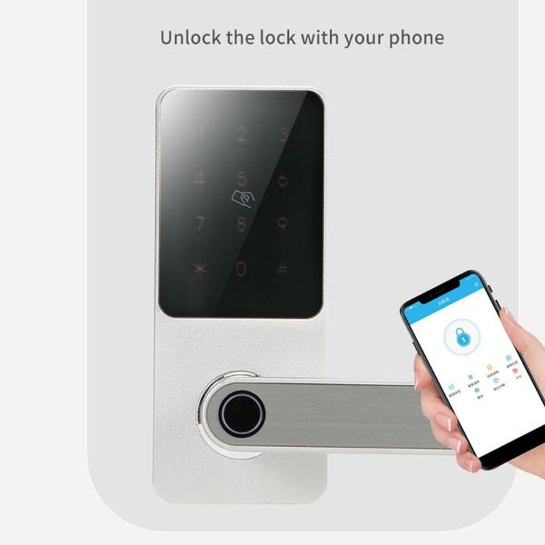 

fingerprint access control smart lock mobile app remote unlock support bluetooth apartment password wifi electronic door
