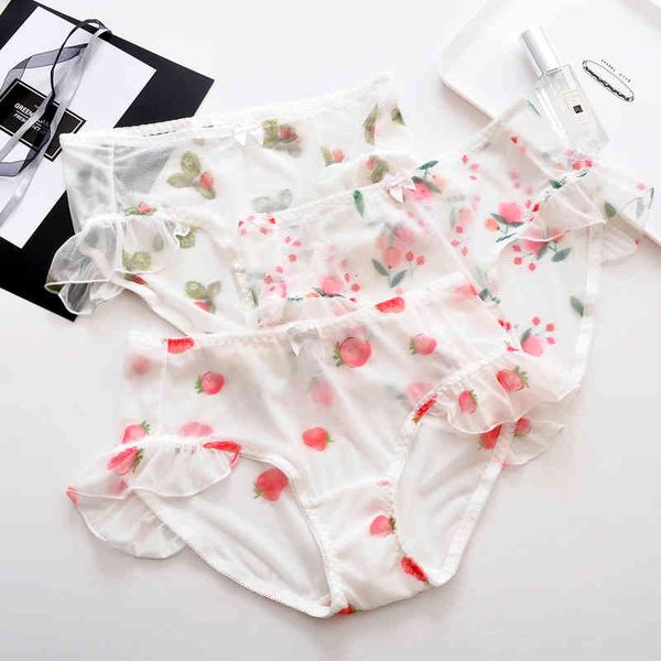 

mesh women's cute bow ruffle ultra-thin transparent briefs plus women underwear panties of large size 7xl, Black;pink