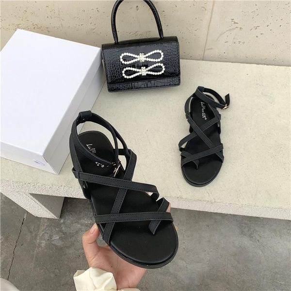 

sandals women summer flat shoes all-match soft sole comfortable casual, Black