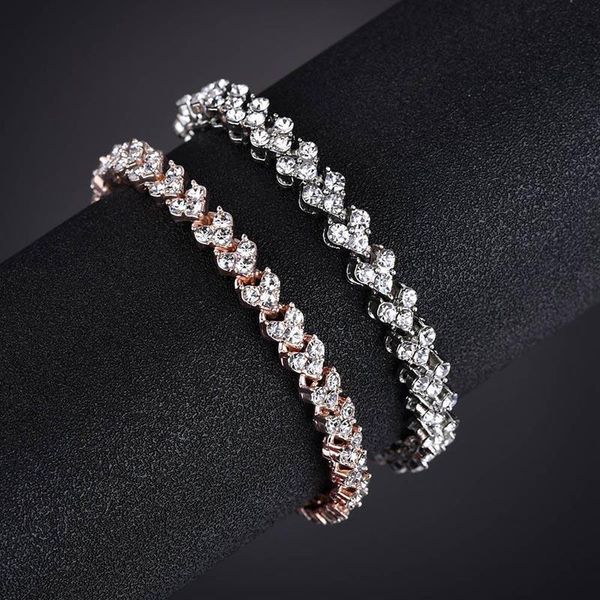 

link, chain luxury heart zircon bracelets for girls women love charm bangles jewelry pulseras mujer link bracelet gift hs631, Black