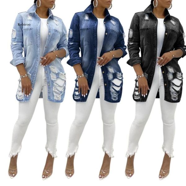 

women's jackets women fashion torn denim jacket fall, Black;brown