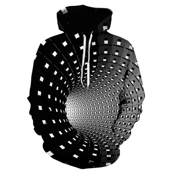 

men's hoodies & sweatshirts male 3d printed sweatshirt with creative hood around the neck long casual sleeve qcgn, Black