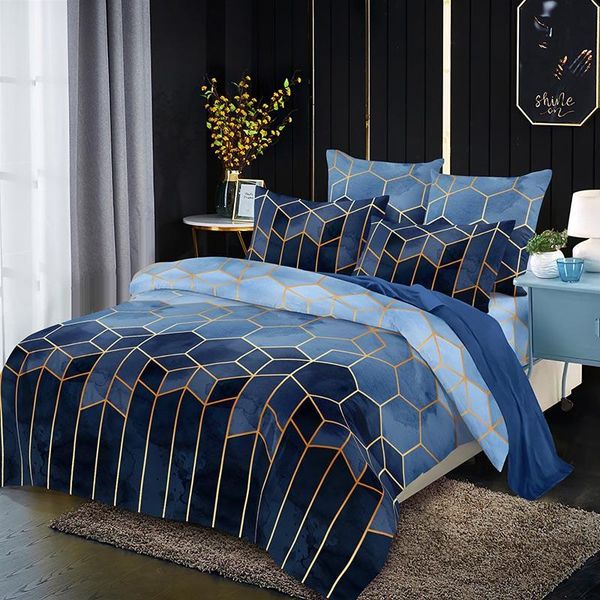 

bedding sets geometric plaid gilt cover set king  size lines comforter double bed quilt covers pillowcase no linen