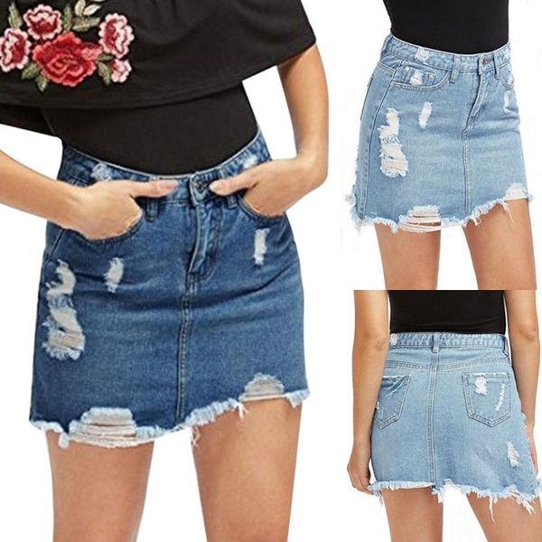 

skirts women clothes 2021 plus size solid hollow out skirt pocket zipper button denim mini drop arrival, Black