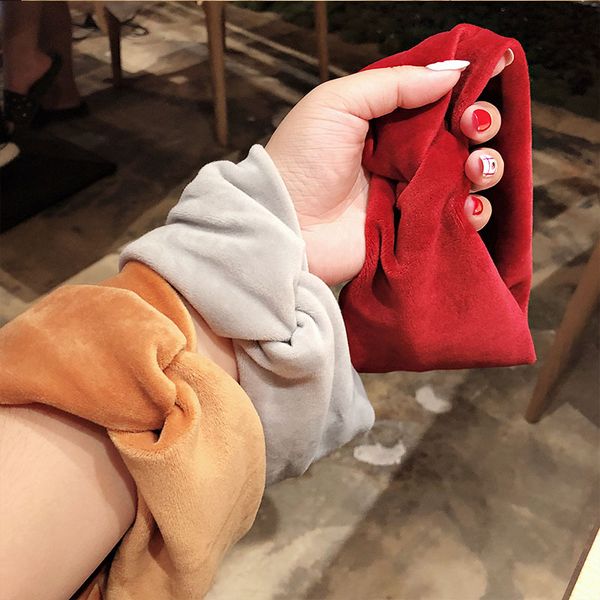 

winter plush cotton cross knot soft warm headband for women hair holder hairbands hair band turban fashion hair accessories, Silver