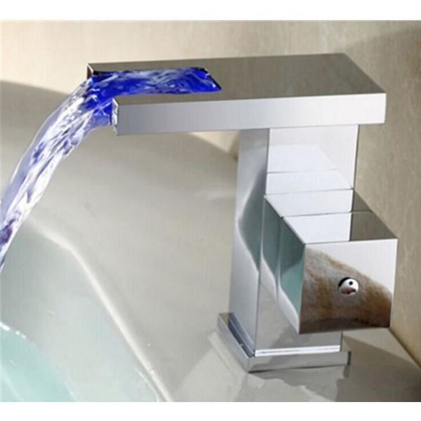 

bathroom sink faucets led waterfall square faucet basin mixer chrome water tap