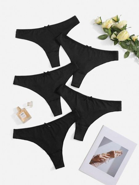 

5pack plus solid panty set g39t#, Black;white