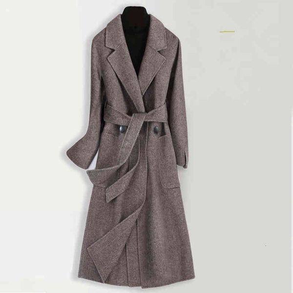

women's jackets autumn winter woolen coat women fashion plus size long slim wool coat korean double-faced cashmere overcoat women, Black;brown