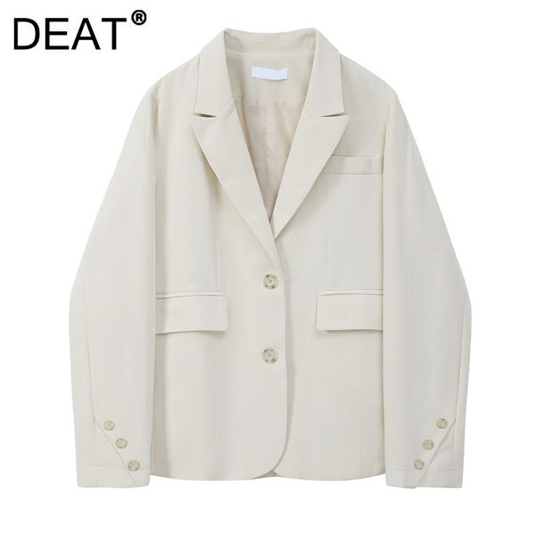 

women's suits & blazers [deat] 2021 autumn fashion tide turn-down collar single-breasted solid color long sleeve loose simple blazer wo, White;black