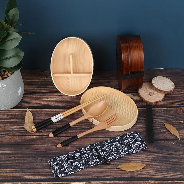 

1pc wooden lunch box picnic bento dinnerware office container tableware set sets