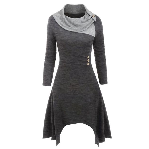 

dress women vestidos de verano vestido vadim ropa mujer dresses 2021 casual patchwork long sleeve l-5xl z4, Black;gray