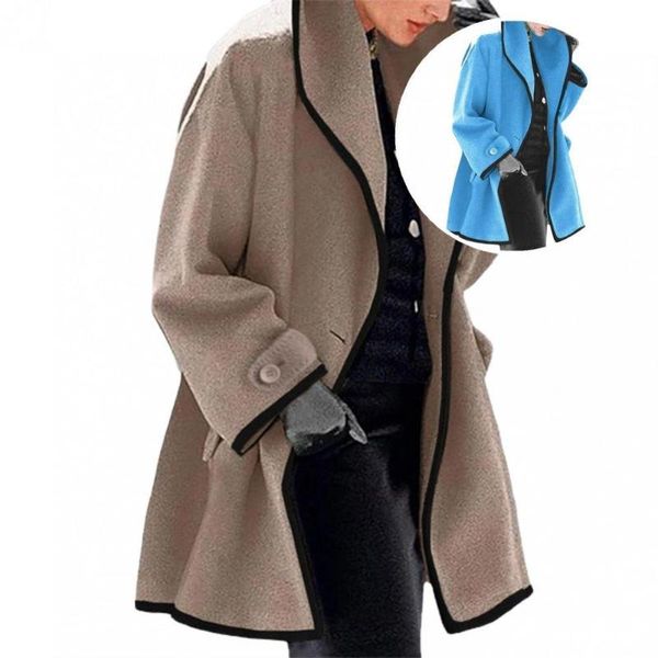 

women's trench coats outwear gorgeous contrast color all match coat cardigan for daily wear, Tan;black