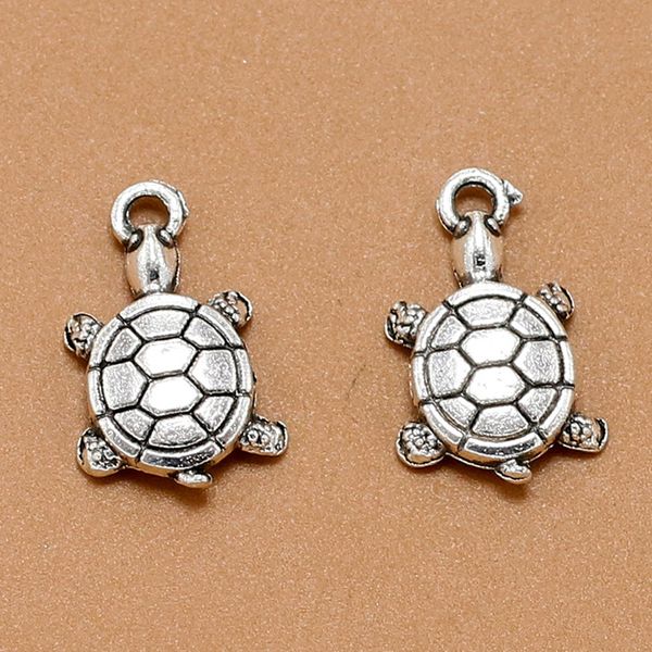 Charms Schildkröte Schildkröte Meer Antik Anhänger, Vintage Tibetsilber Schmuck, Diy Schmuck Zubehör für Armband Halskette 22x11mm