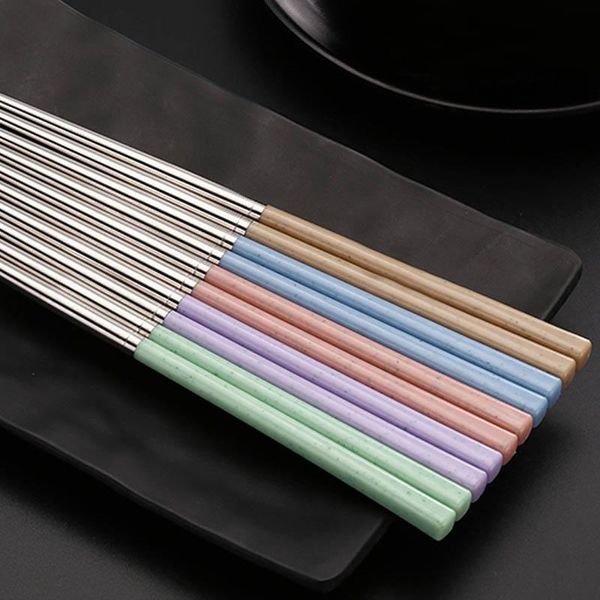 

pair portable stainless steel reusable chinese chopsticks kitchen gadgets tableware party festival sticks tools