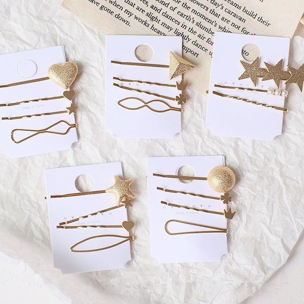 

3pcs/set pearl metal women hair clips geometric star gold barrette hairpin accessories beauty styling tools bobby pin1
