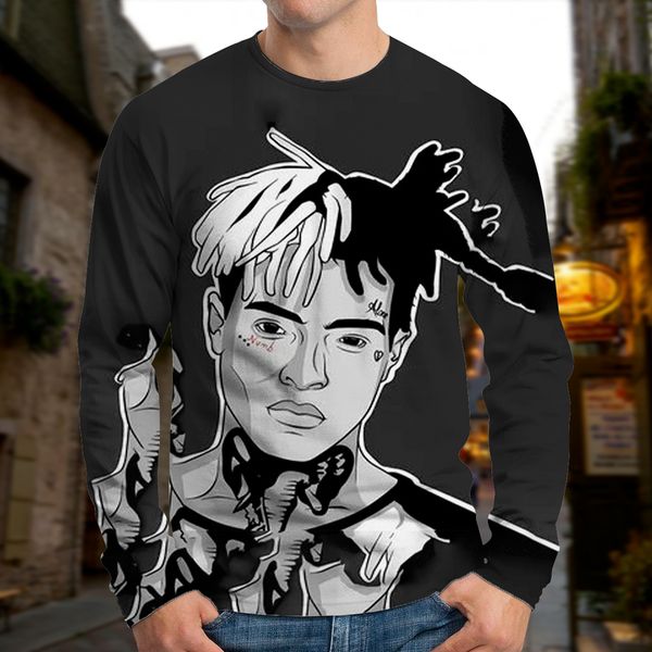 

men's european and black and white oil painting 3d t-shirt party street wear round neck long sleeve xl printed daily top, White;black