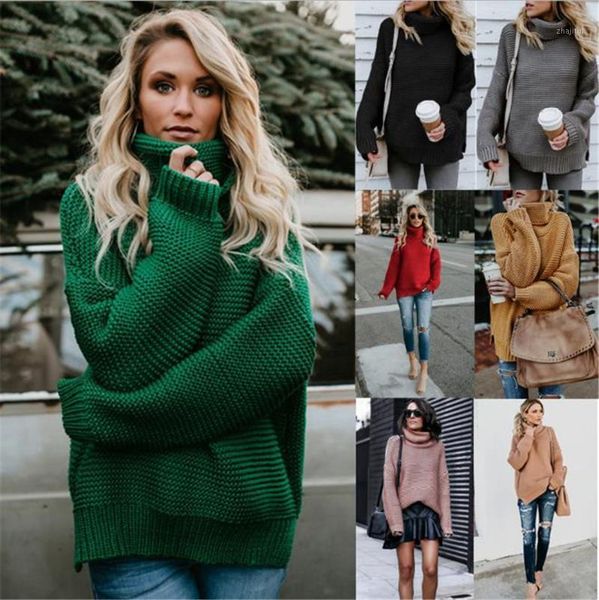 

plus size turtleneck women sweater solid color pullover long sleeve loose thick line jumper 7 women's sweaters, White;black