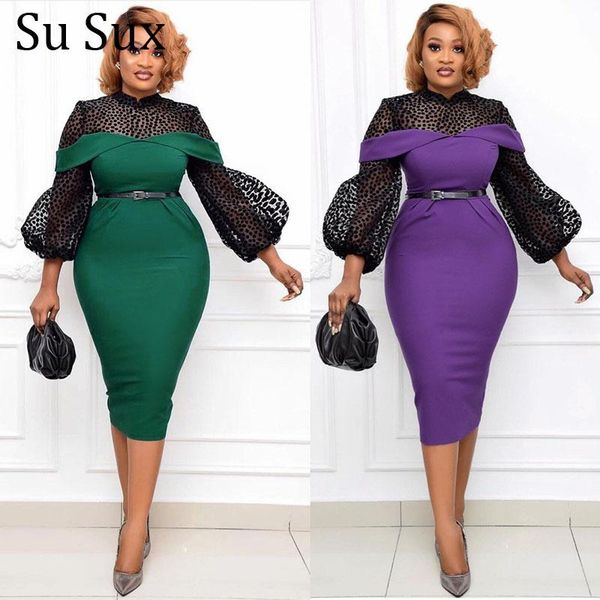 

mesh lanter sleeve african dresses for women bodycon africa clothing high waist bandage pencil dress and belt robe 2021 spring ethnic, Red