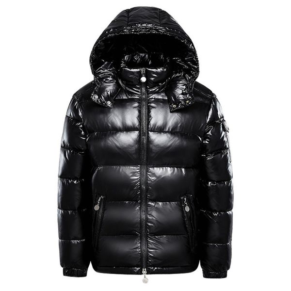 

men's warm down jacket, hoodie and shiny metal zipper, black, m-3xl, winter