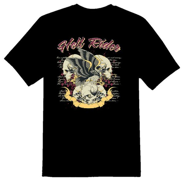 

hell rider eagle skulls 439 black or white tee, White;black