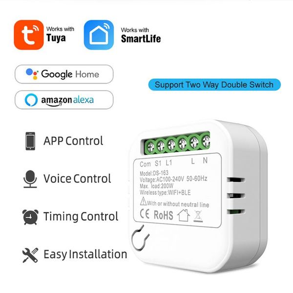 

smart home control tuya wifi light switch module, automation diy breaker supports 2 way control, work with alexa google