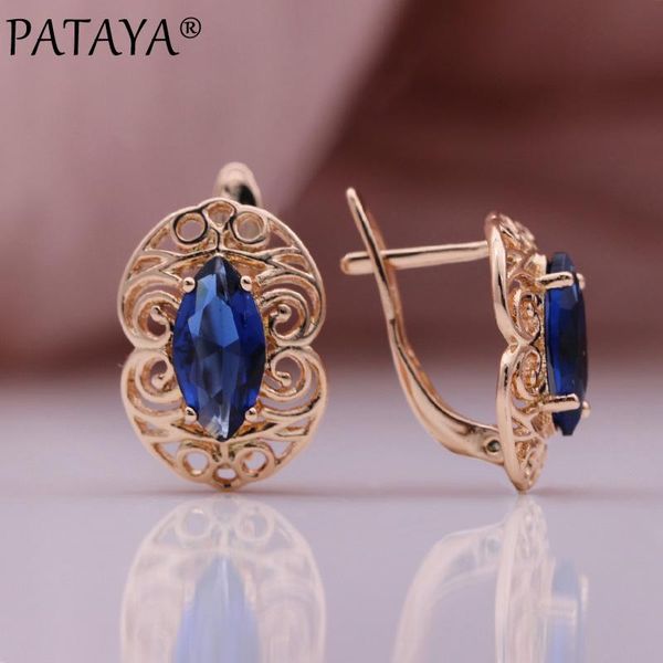 

dangle & chandelier pataya horse eye natural zircon hollow unusual earrings 585 rose gold drop for women wedding lovely fashion jewelry, Silver