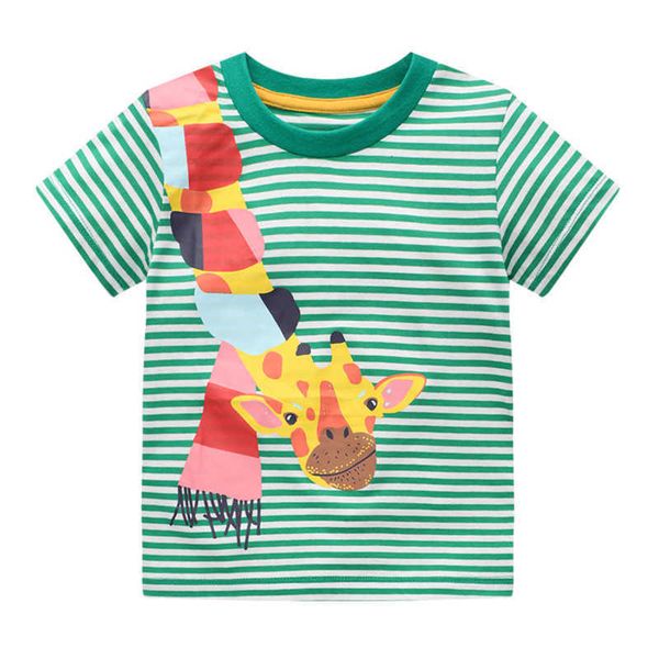 

jumping meters summer giraffe print fashion children's t shirts selling cotton baby clothes cute tee toddler shirt 210529, Blue