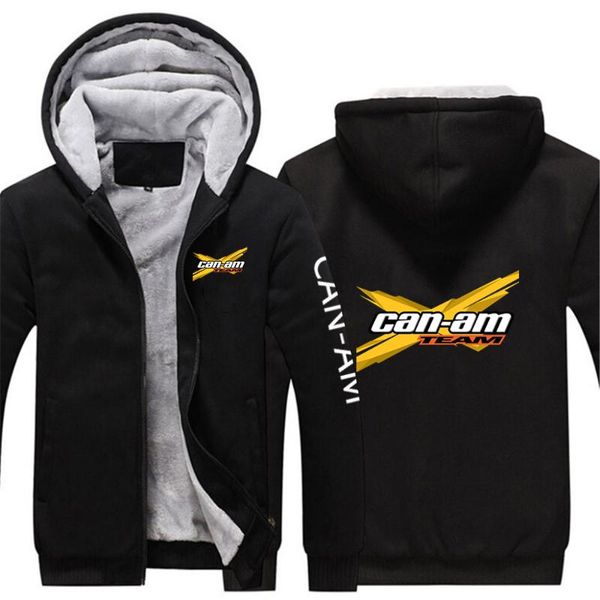 

men's hoodies & sweatshirts man's can-am brp logo print sportwear male cotton flesh casual coats warm zipper thicken fleece runni, Black