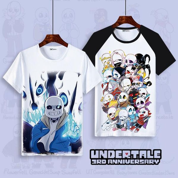 

men's t-shirts undertale surrounding skeleton brothers short-sleeved t-shirt game animation 2d world clothes men women anime shirt, White;black