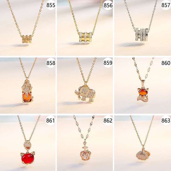 

korean japanese and style accessories fashion rose gold clover necklace women's simple small waist clavicle chain titanium steel pendan, Silver