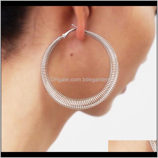 

& hie drop delivery 2021 classic hoop women vintage irregular spring earrings for wedding anniversary fashion jewelry umreg, Golden;silver