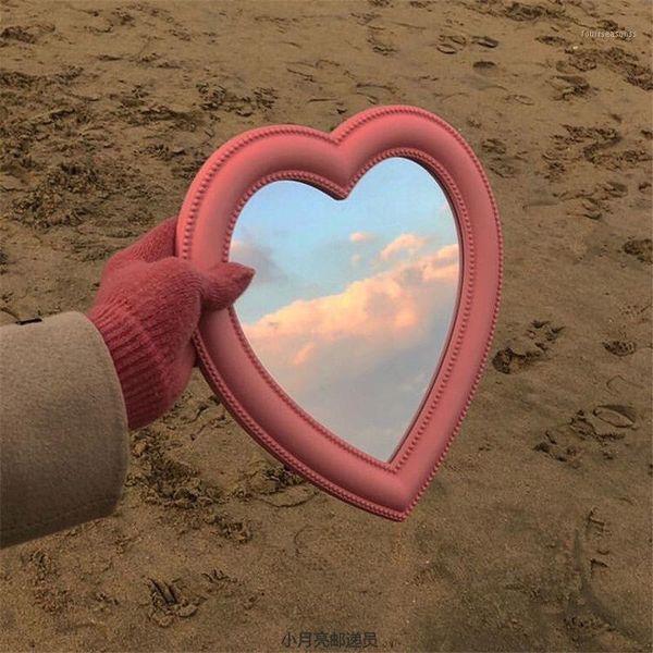 

love mirror makeup wall-mounted dual-use girl heart princess dormitory deskdecoration mirrors1