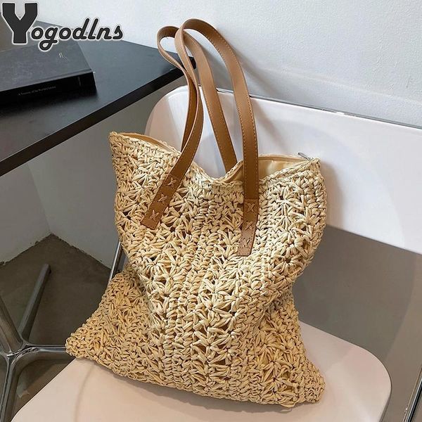 

shoulder bags summer fashion straw woven underarm for women casual large capacity bohemian beach female shopping handbag totes