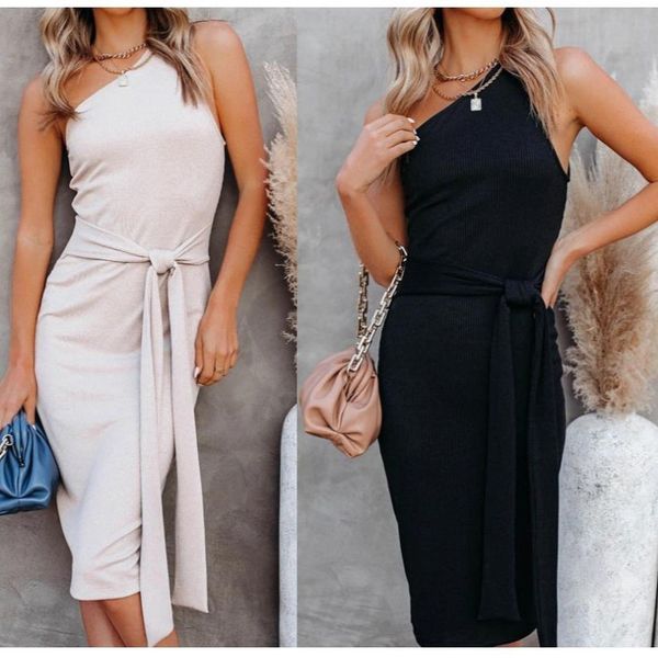 

women's dresses style knitwear fashion pure color temperament commuting medium length wear, Black;gray