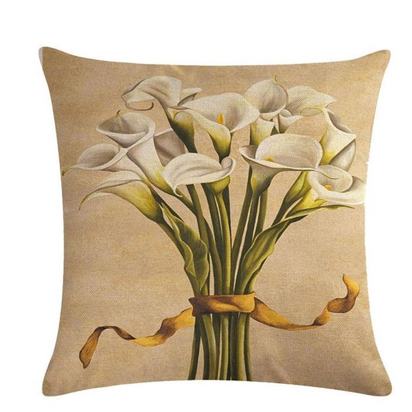 

pillow case 45*45cm flower plants linen decorative pillowcases green leaves throw kussensloop almohada poszewka