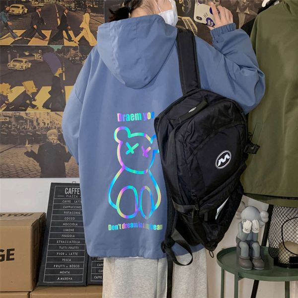 

200kg fat boy's luminous bear jacket spring, Black;brown