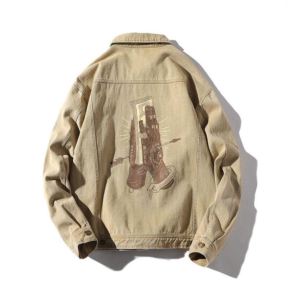 

men's jackets spring and autumn denim jacket retro ins hong kong style loose couple shirt trendy korean all-matching student, Black;brown