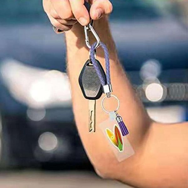 

keychains acrylic keychain blanks key rings woven for diy vinyl crafts, Silver