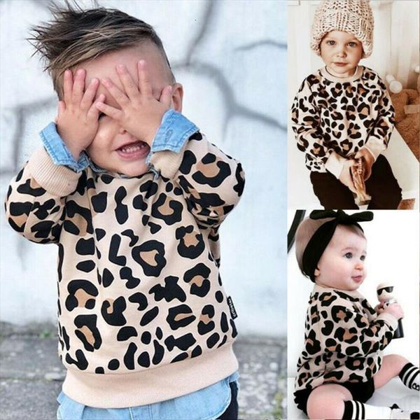 

kids baby girl boy leopard print long sleeve coat sweatshirts clothes, Blue;gray