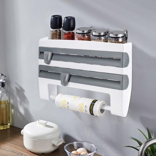 

hooks & rails adorehouse mutifunction kitchen organizer sauce bottle rack 4 in 1 cling film cutting holder can storage