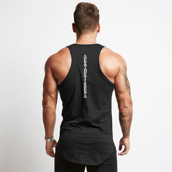 

muscleguys solid clothing gyms stringer tank men bodybuilding and fitness singlets muscle vest sleeveless shirt men 210421, White;black