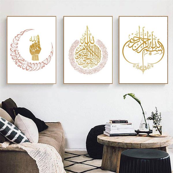 

unframed painting golden symbol moon canvas wall art poster