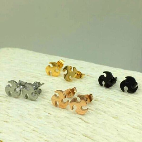 

e1-202a korean personality beacon wheel fashion trendy couple titanium steel non allergic earrings, Golden
